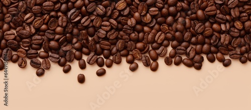 Coffee bean made happy emoticon on isolated pastel background Copy space