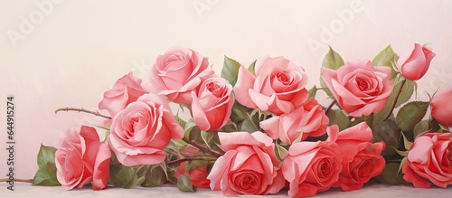 Red flowers for my affection isolated pastel background Copy space