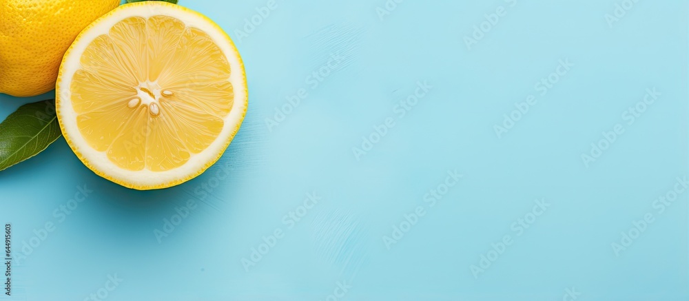 A isolated pastel background Copy space highlighting a fresh lemon A isolated pastel background Copy space highlighting a fresh lemon