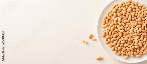 Groundnut isolated on a isolated pastel background Copy space in a white plate