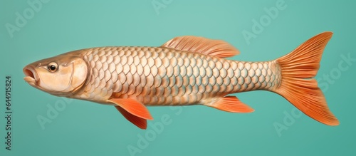 Arawana fish made of wood isolated on a isolated pastel background Copy space