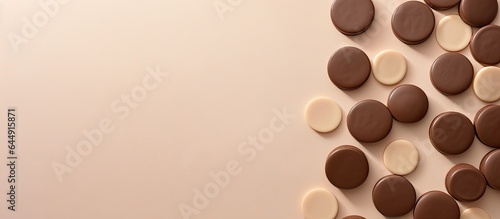 Chocolate wafers set against a isolated pastel background Copy space