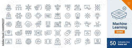 Machine icons Pixel perfect. System, brain, network, ....