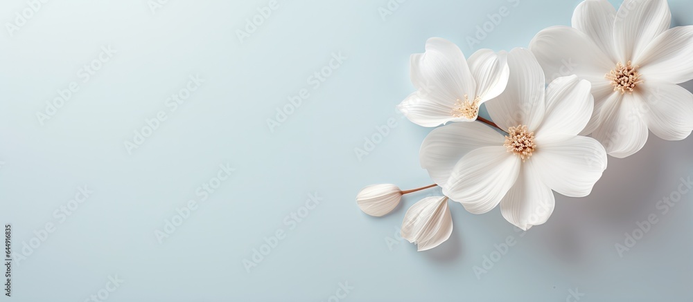 Stunning white flower against a isolated pastel background Copy space Stunning white flower against a isolated pastel background Copy space