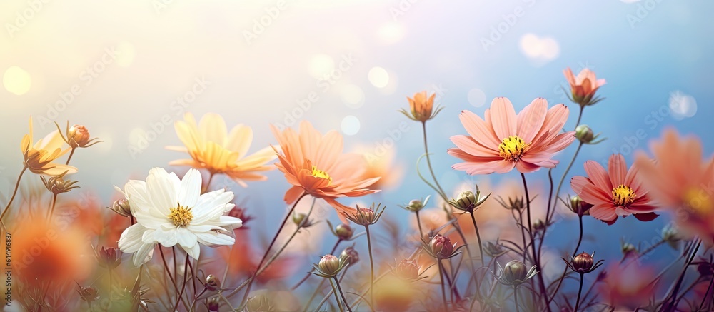 November garden blossom isolated pastel background Copy space