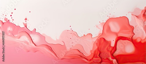 Red paint drops on a isolated pastel background Copy space