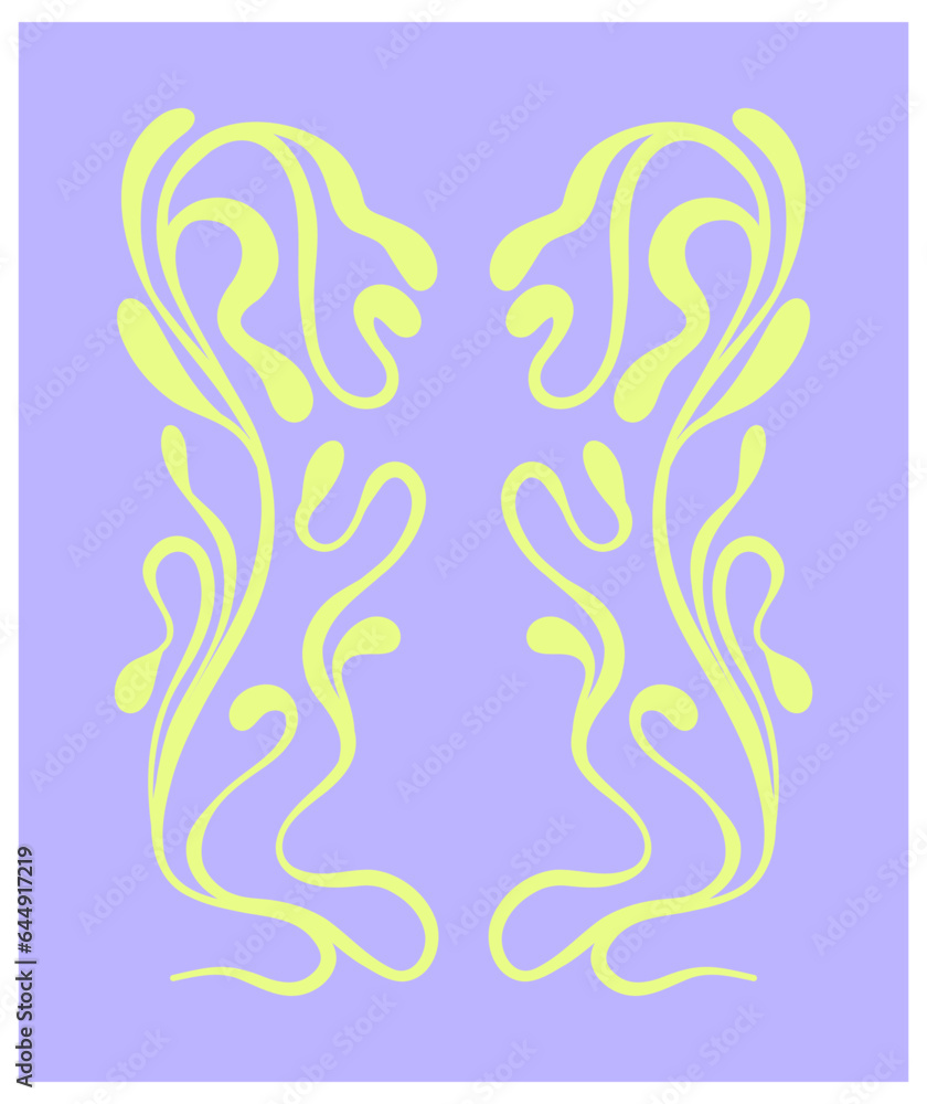 Abstract floral vector illustration. Flower market poster concept template perfect for postcards, wall art, banner etc. Retro 70s, 80s, 90s botanical design.