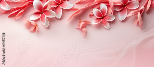 Red Siam Plumeria against a isolated pastel background Copy space © HN Works