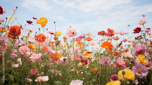 a mesmerizing photo of a field of wildflowers swaying gently in the breeze, with vibrant colors and delicate petals in motion, shot with impeccable attention to detail and lighting to capture the ethe