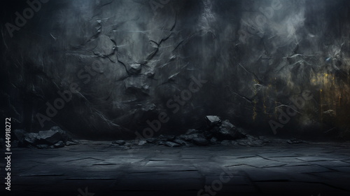 Dark Cave Atmosphere: Textured Surface, Panoramic Scale, Infused with Gritty Organic Minimalism , Embracing Spray Painted Realism in 8K Resolution, Showcasing Stone Elements.