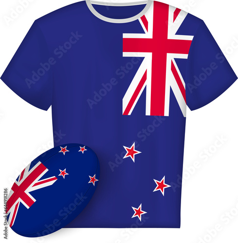 New Zealand rugby jersey with rugby ball photo