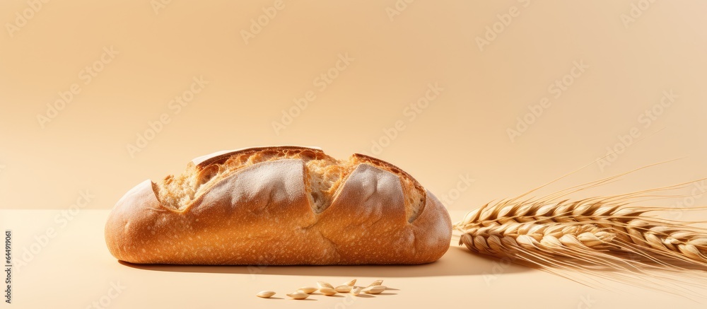 High quality photo of a side view of a wheat bread piece on a isolated pastel background Copy space High quality photo of a side view of a wheat bread piece on a isolated pastel background Copy space
