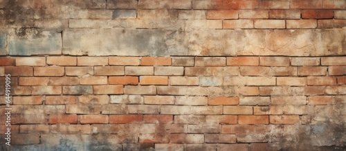 Close up of a textured brick wall isolated pastel background Copy space