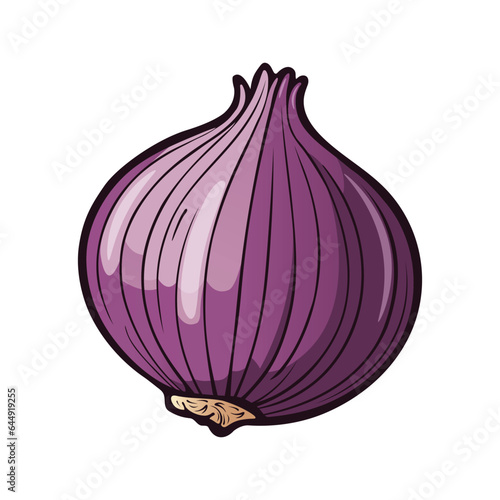 Vector illustration of fresh Red Onion. Healthy food and vegetables concept. Illustration for books, magazines, menu. Clipart ingredients. Hand drawn style napiform onion with outline.