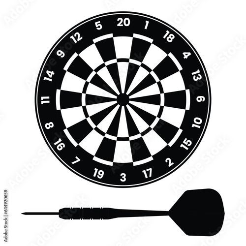 Darts Silhouette. Black and White Icon Design Elements on Isolated White Background