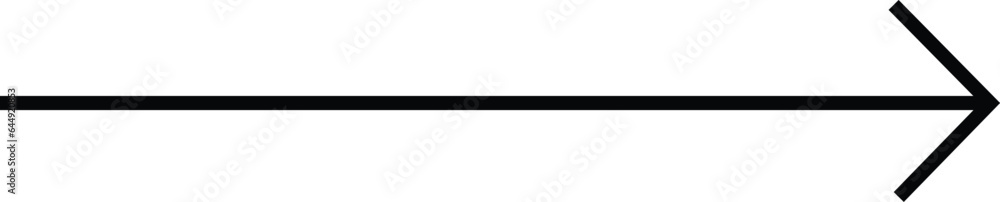 Right arrow icon. Different simple flat black style arrow icon isolated on white background. Straight pointed arrow icon. Black arrow pointing to the right. Black direction pointer.