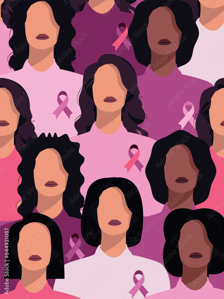 Survival women in breast cancer awareness month illustration.