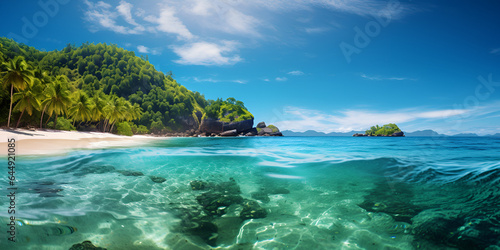 Summer resort beach green water and beautiful view. Summer vacation and tropical beach concept © Muhammad