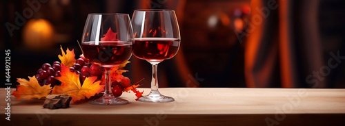 empty space for mockup presentation display Two glasses of autumn mulled wine