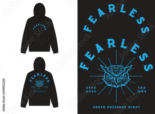 fearless owl retro design streetwear tshirt 