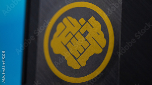 japanese symbol with gold and blue accents