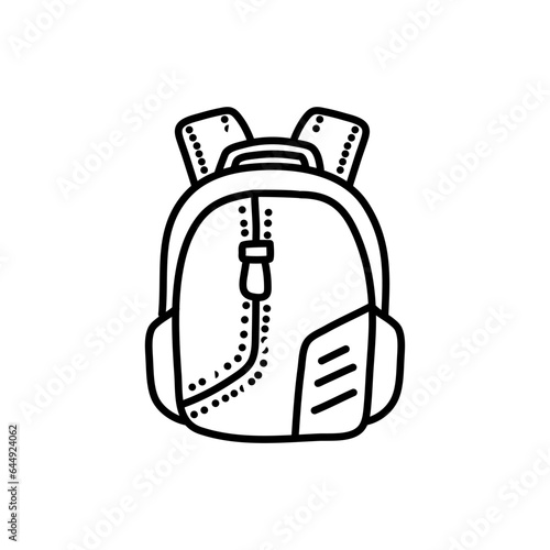Kid’s school bag doodle hand drawn vector illustration.