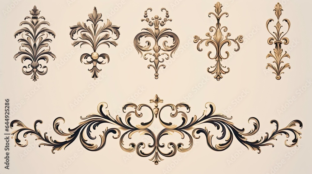 Ornamental Design Elements Collection Hand Drawn in Vignette Style with Decorative Ornaments Ornamental Design Elements Collection Hand Drawn in Vignette Style with Decorative Ornaments