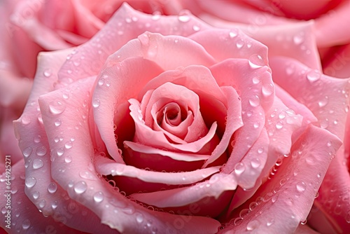 Pink Damask Rose with Water Drops. Fresh Organic Rose Petals for Spa and Treatment. Rosaceae Blossom photo