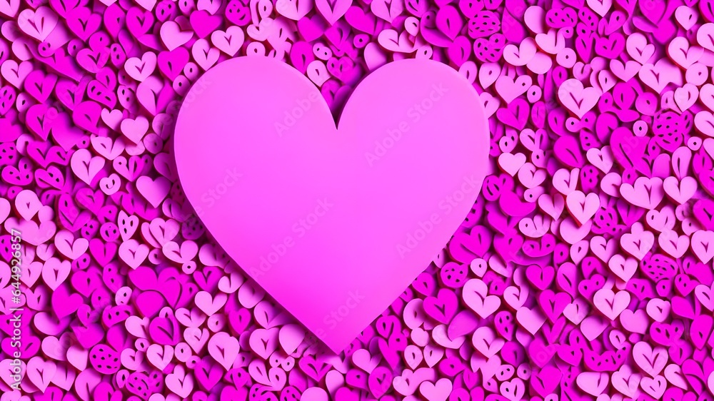 3D rendering of a pink heart on a background of pink hearts