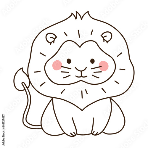 cute lion animal doodle icon