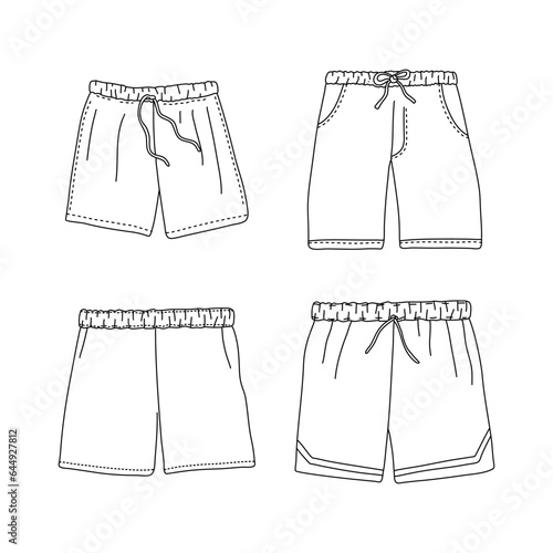 Hand Drawn shorts for men in doodle style isolated on background
