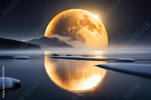 moon over the sea  generated by AI