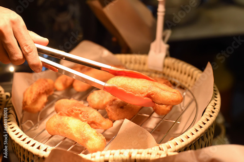 Photography Fried banana in the street food Jalan Alor in Kuala Lumpur