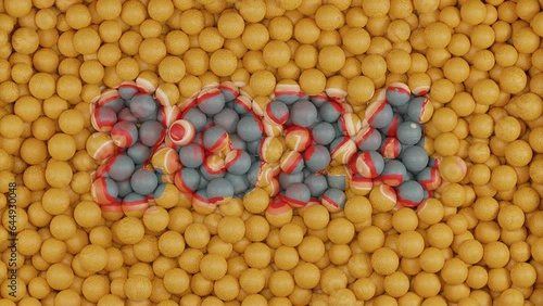 Abstract 3d animation of the date of the outgoing year 2023 and a lot of balls that are like puzzles, like a mosaic form the new year 2024. Abstract idea of a new year consisting of many days.