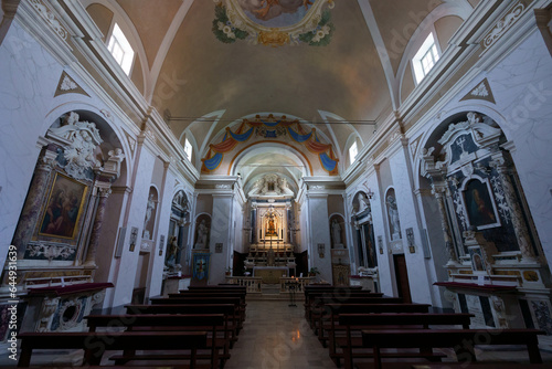 Interior of Oratorio dei Bianchi, historic church in Fosdinovo, Tuscany