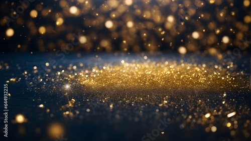 background with Dark blue and gold particle