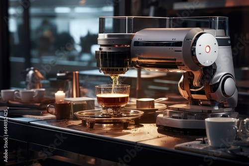 Stampa su tela Robot arms preparing coffee in restaurant