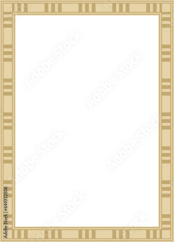 Vector square golden Egyptian ornament. Endless border, ancient Egypt frame..