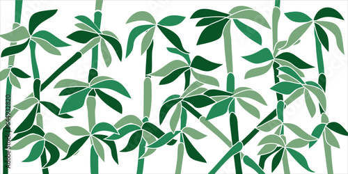Vector stencil Bamboo. Contour floral print drawing. Window transom for painting..