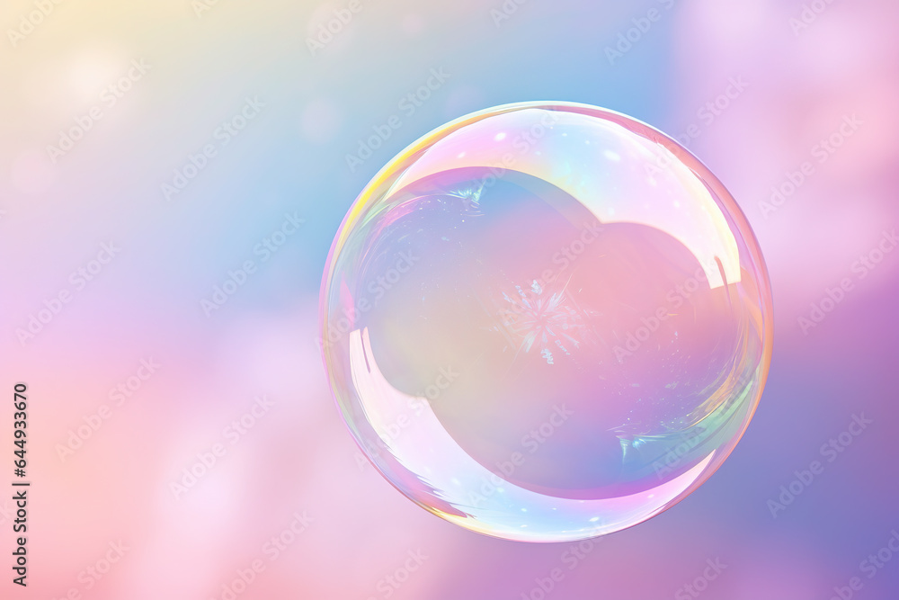 Iridescent soap bubble on multicolored background Iridescent soap bubble on multicolored background