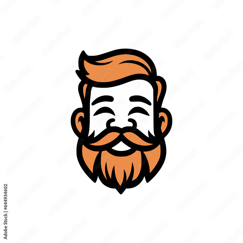 simple gentleman beard character logo vector illustration template design