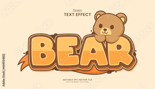 decorative editable cute bear text effect vector design