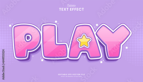 decorative editable play pink cute text effect vector design