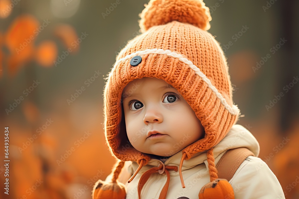 close up portrait of cute kid look around in woder and curious at outdoors autumn woods, Generative Ai close up portrait of cute kid look around in woder and curious at outdoors autumn woods, Generative Ai