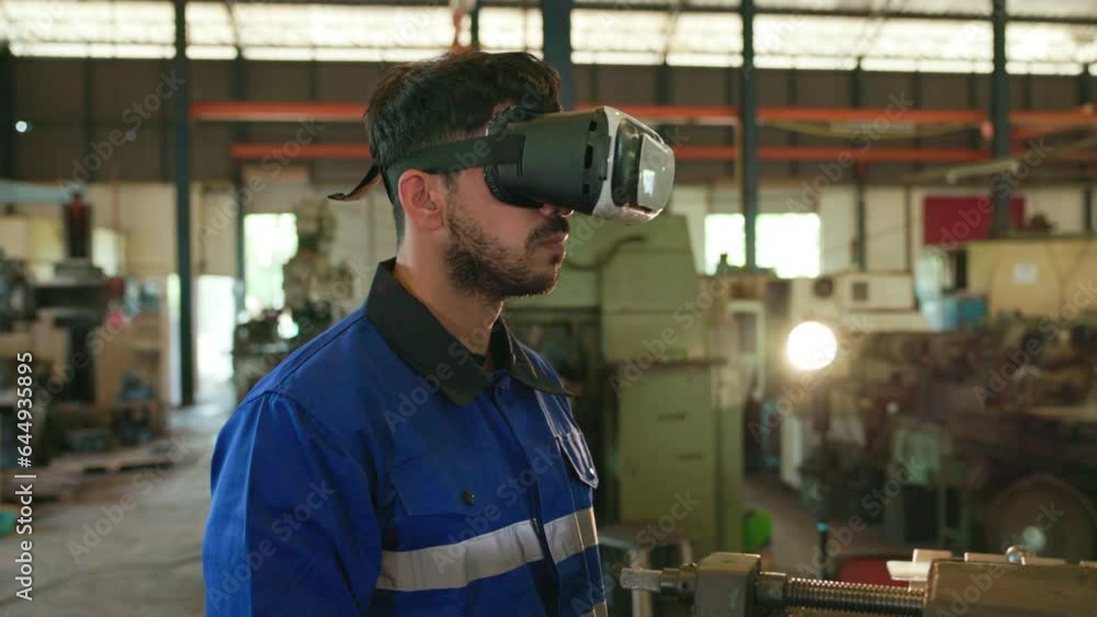 the engineer wearing VR Glasses, he look around slowly. then he shows thump up. new technology for developing production great work concepts. close up shoot. the engineer wearing VR Glasses, he look around slowly. then he shows thump up. new technology for developing production great work concepts. close up shoot.