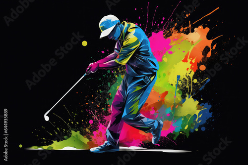 play golf color splash on background