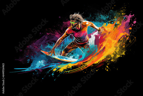 surfer players color splash on background © Tidarat