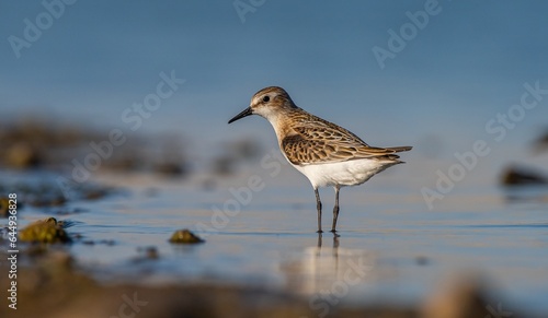 Little Stint (Calidris minuta) is a wetland bird that lives in the northern parts of the European and Asian continents. It feeds in swampy areas.