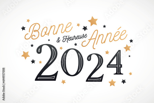 Bonne et heureuse année 2024 - Carte de voeux du nouvel an photo