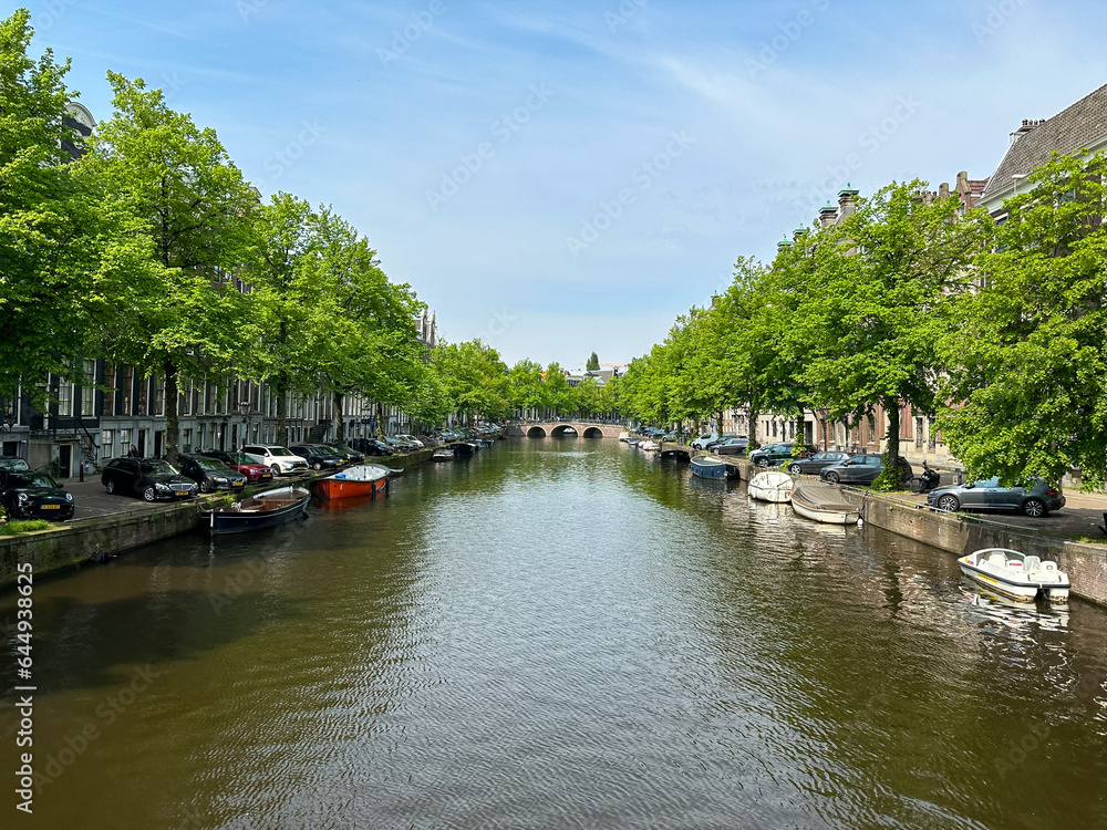 Canals of Amsterdam During the Day in Spring in the Netherlands
